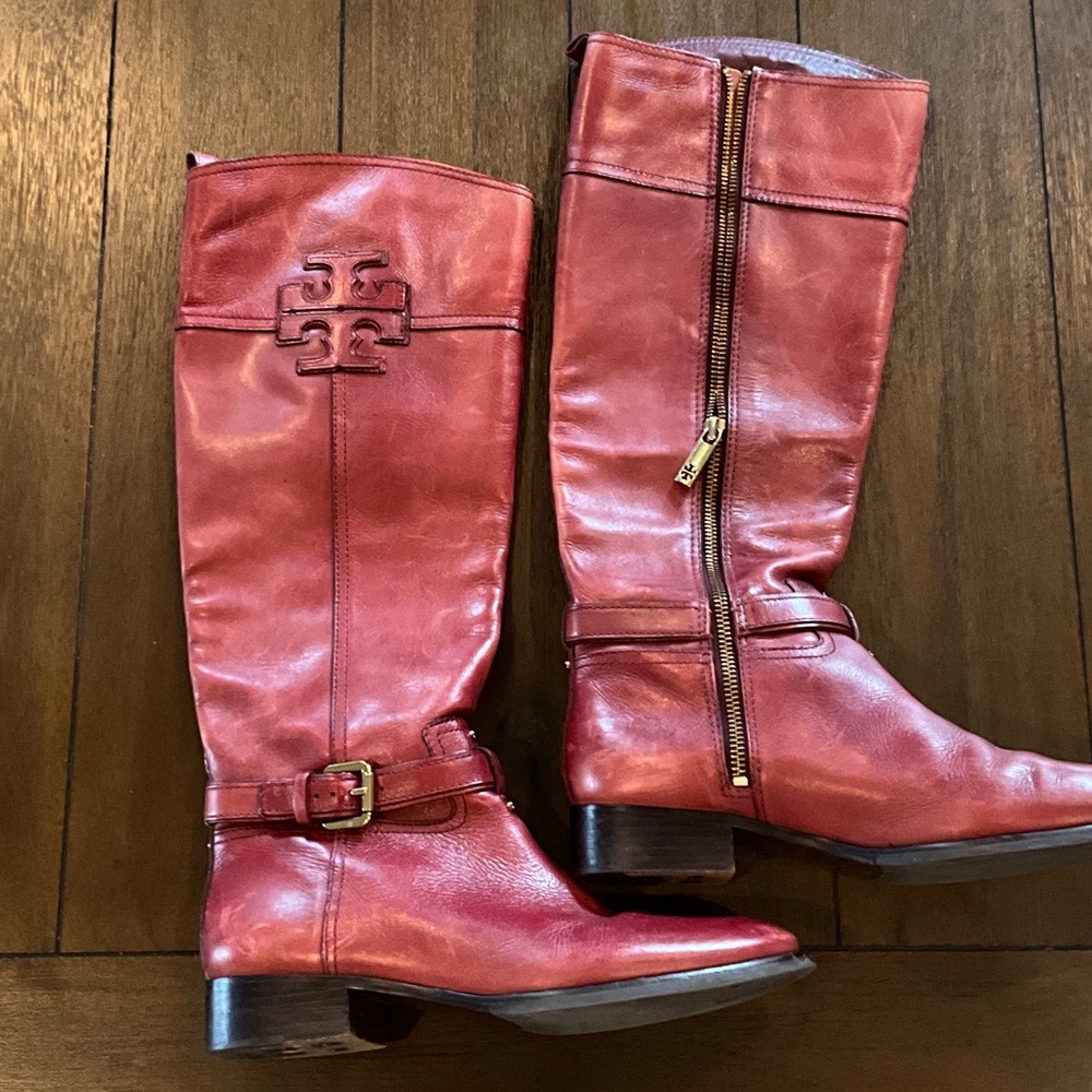 Tory Burch Red Over the Knee Boots